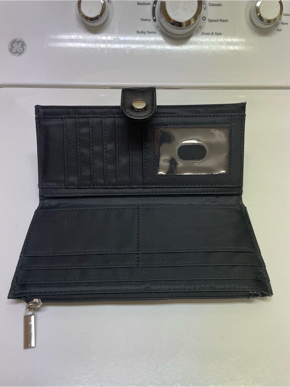 Classic Black Women's Long Wallet with Snap Closure - Picture 3 of 6